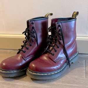 Cherry red Doc Martens boots